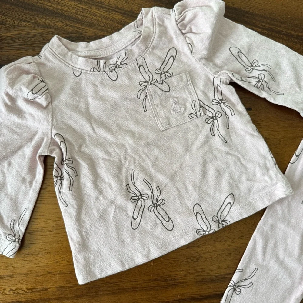 GAP Baby Ballerina Shoes Light Purple Cotton Long Sleeve and Pants Set 6-12M